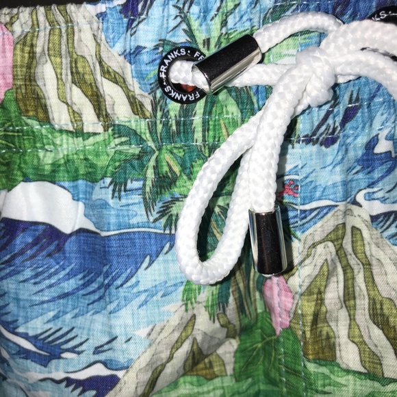 Franks Australia Mens Mid-Length Oahu Swim Trunks Floral Tropical designer M - Picture 8 of 11